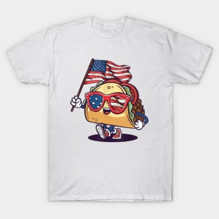 Taco Sunglasses American Flag USA Funny 4th Of July Gifts T-Shirt